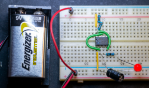 Flashing LED using a 555 Timer in Astable Mode