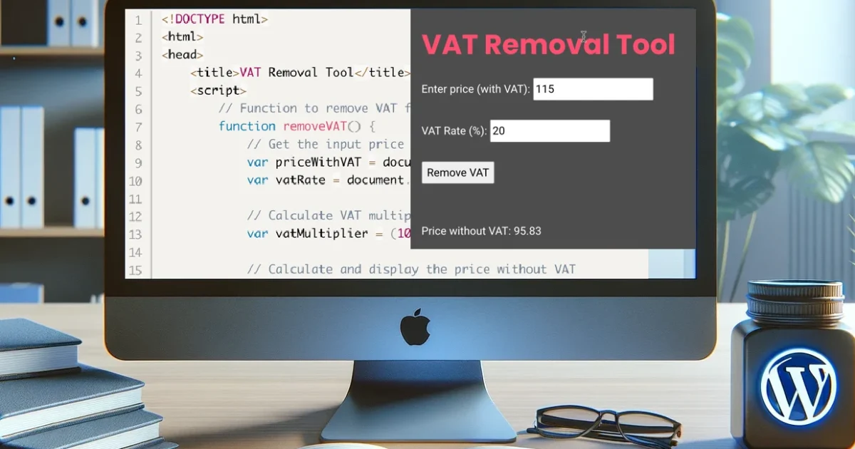 Remove VAT from a price tool (with code for your website)