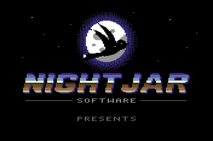 A nightjar crossing the moon above the words NIGHTJAR SOFTWARE PRESENTS.